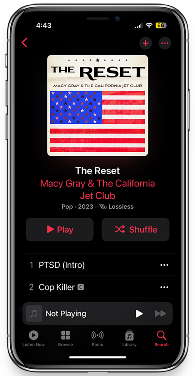 Macy Gray's The Reset Album on Apple Music Interface
