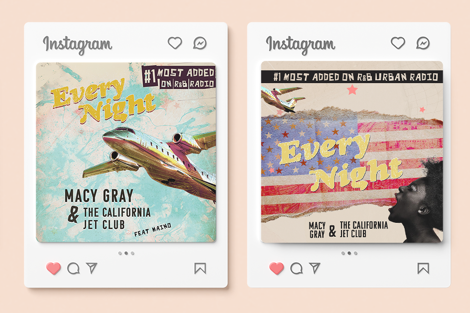 2 Social Media posts designed to promote Macy Gray's single 'Every Night' in 2023
