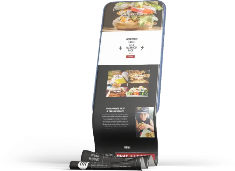 Phat & Juicy Burgers - Los Angeles Restaurant - Responsive Web Design Services - shown on Smartphone