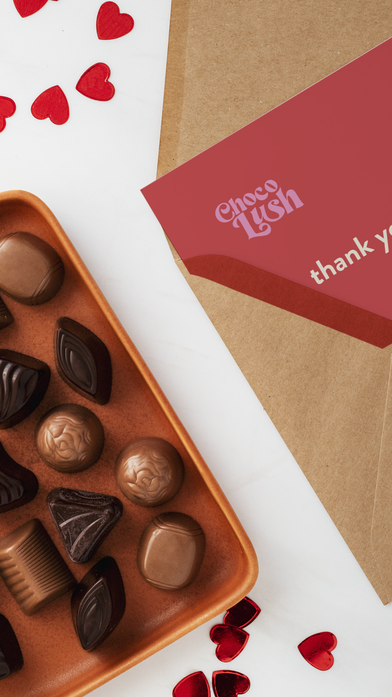 Chocolush - Chocolate Branding & Logo Design on Thank You Card by Los Angeles Print Marketing Services.